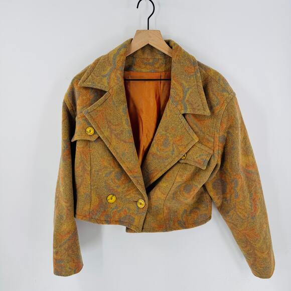 Vintage Made in Italy Wool Blend Cropped Jacket Size 42 Equestrian Style - Picture 9 of 9